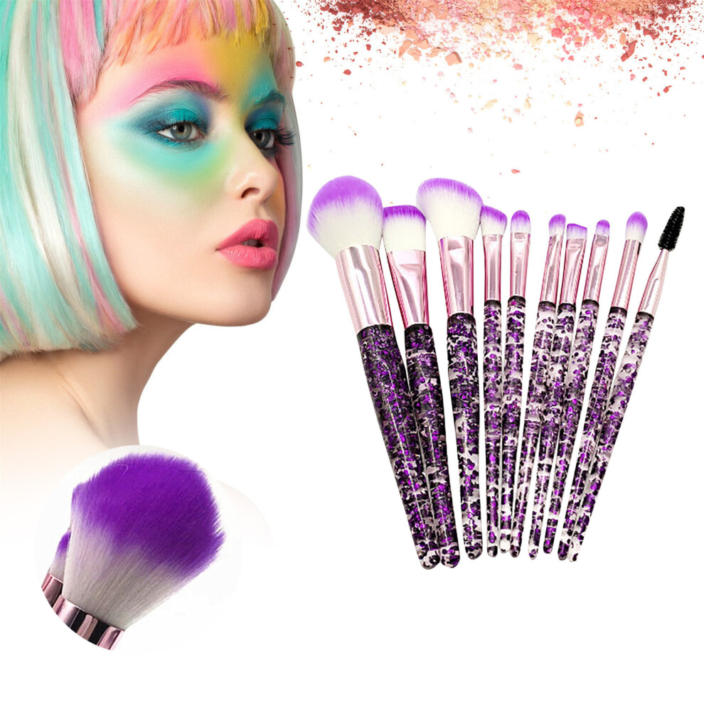 (Purple) 10PC Portable makeup brush set, brush, eye shadow brush set
