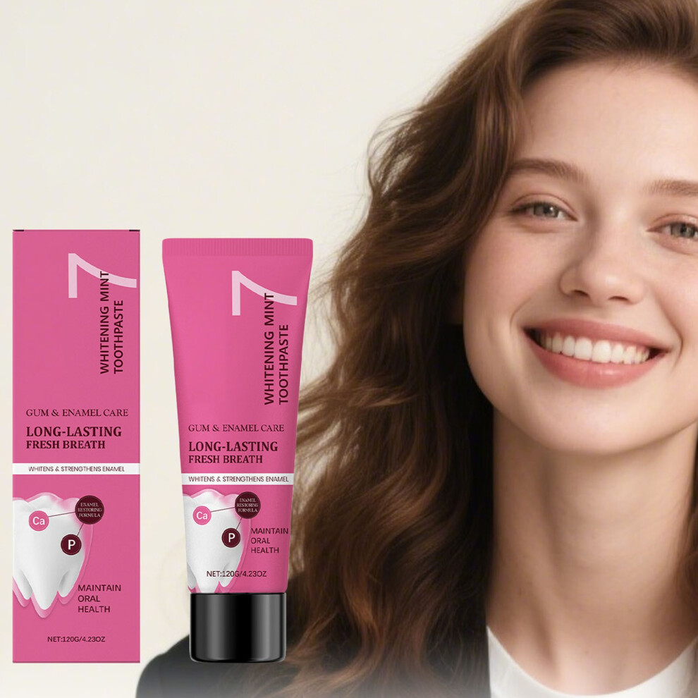 Pink (Pink) Breath-Removing Mint Toothpaste Brightens Teeth Reduces Tooth Stains And Freshens Breath To Support Health And Care For Enamel Toothpaste.