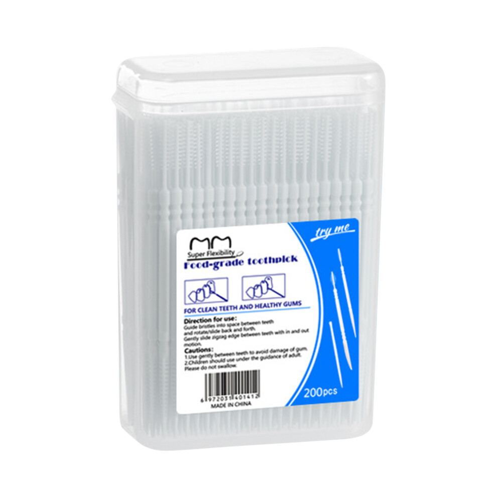 (Multicolor) 200Pcs Double-Head Toothpicks Disposable Plastic Toothpicks For Teeth Cleaning Interdental Brushes Oral Care DentalPicks