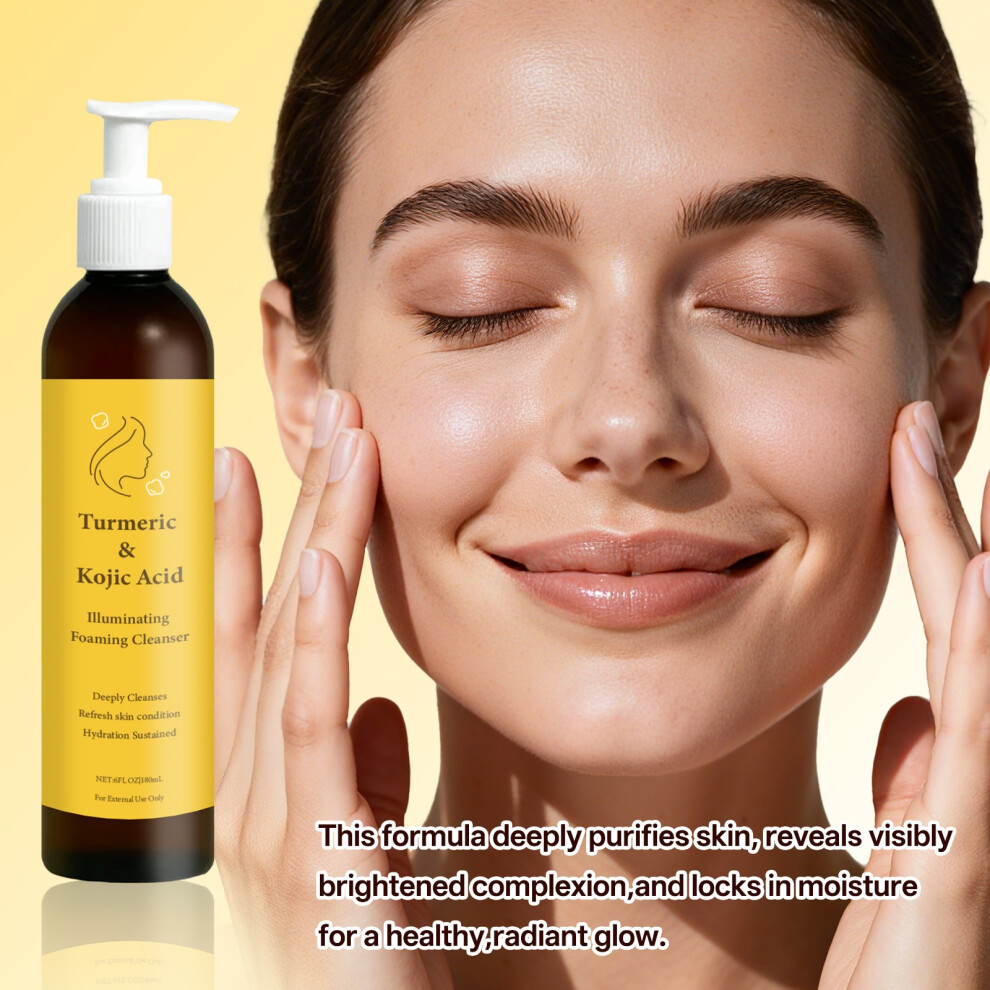 Yellow (Yellow) 180Ml Curcumic Brightening Foam Cleanser Pore Cleansing Moisturizing Facial Cleanser