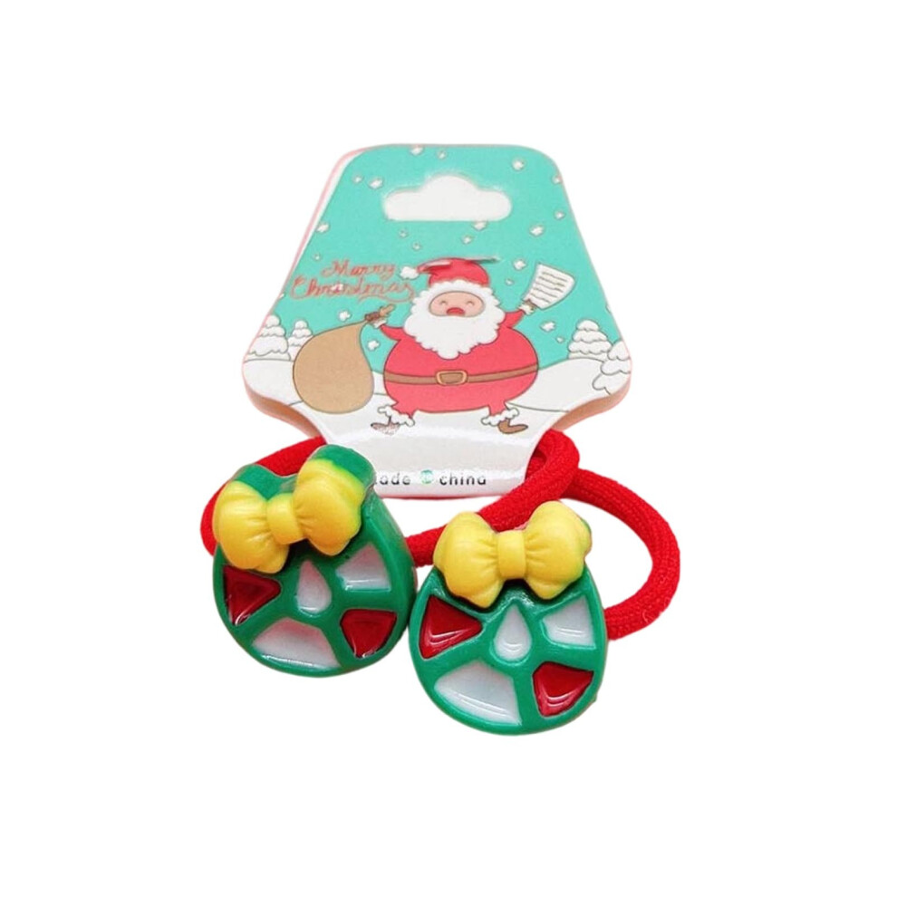 (B) Children's Christmas Hair String Baby Christmas Hair Clip Santa Claus Hair Clip Little Girl Elastic Hair String