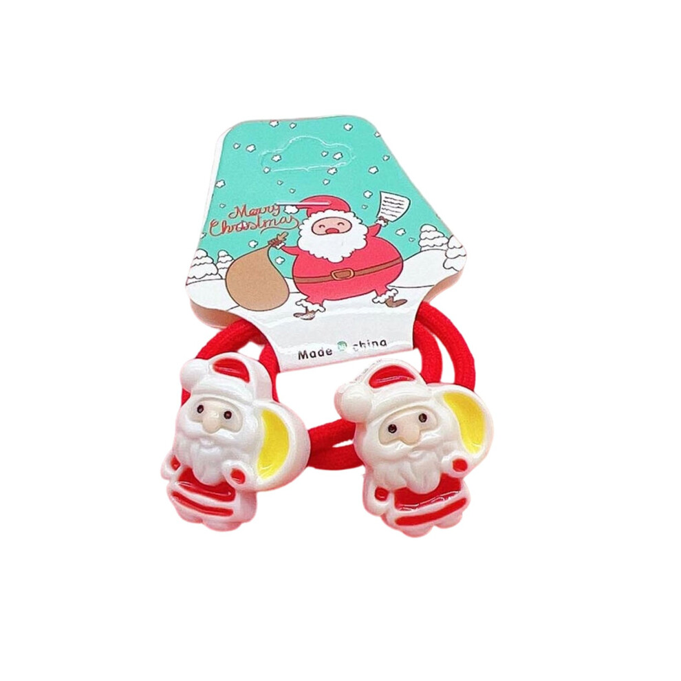 (A) Children's Christmas Hair String Baby Christmas Hair Clip Santa Claus Hair Clip Little Girl Elastic Hair String