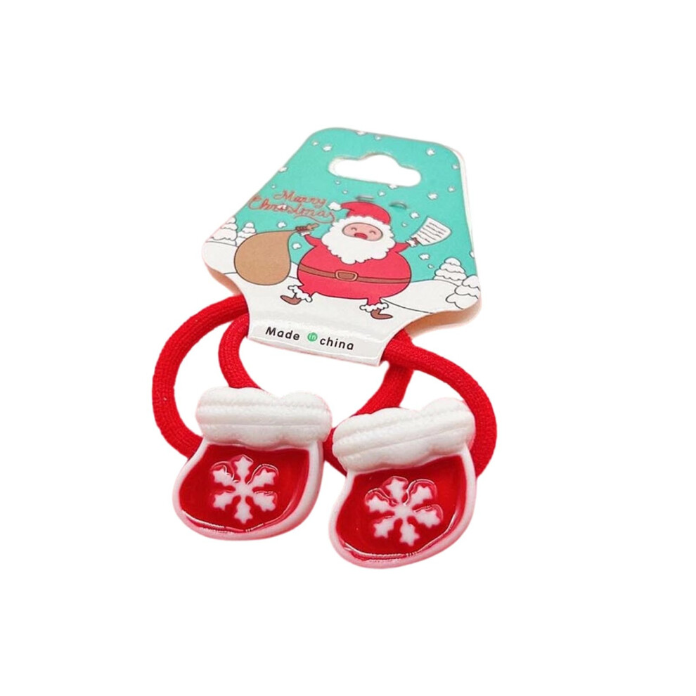 (D) Children's Christmas Hair String Baby Christmas Hair Clip Santa Claus Hair Clip Little Girl Elastic Hair String