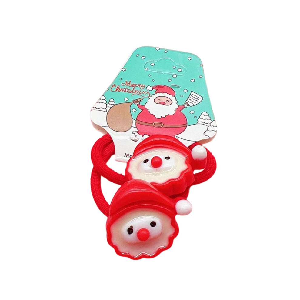 (H) Children's Christmas Hair String Baby Christmas Hair Clip Santa Claus Hair Clip Little Girl Elastic Hair String