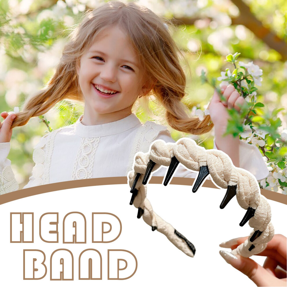 (A) Toothed   Female Daily External Headdress High Skull Top Pressure Hair Dough Twists Headband