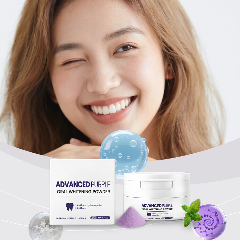 White (Multicolor) Teeth Tooth Powder Freshen Breath Reduce Odor Gentle Oral Care Cleansing 50G
