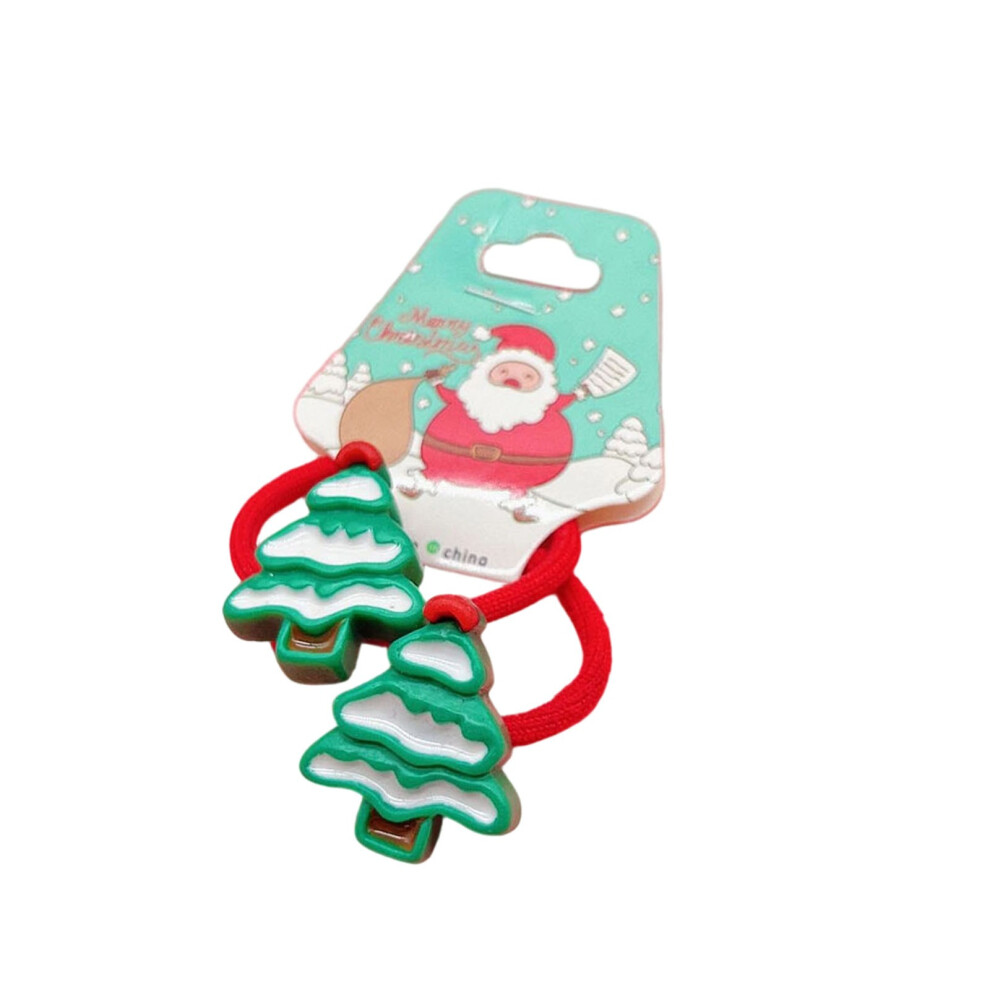 (G) Children's Christmas Hair String Baby Christmas Hair Clip Santa Claus Hair Clip Little Girl Elastic Hair String