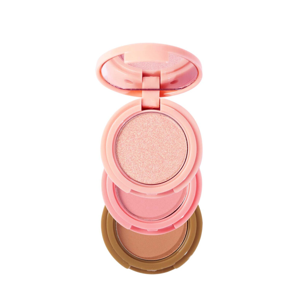 (Multicolor) High Gloss Powder Blusher Facelift 3in1 Disc, Multifunctional Makeup Tray