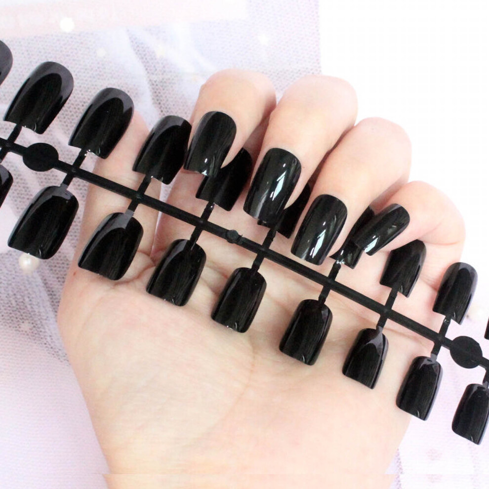 (L) Long Nails Fake Nail Patch  Rectangular Color Nail Art 24PC
