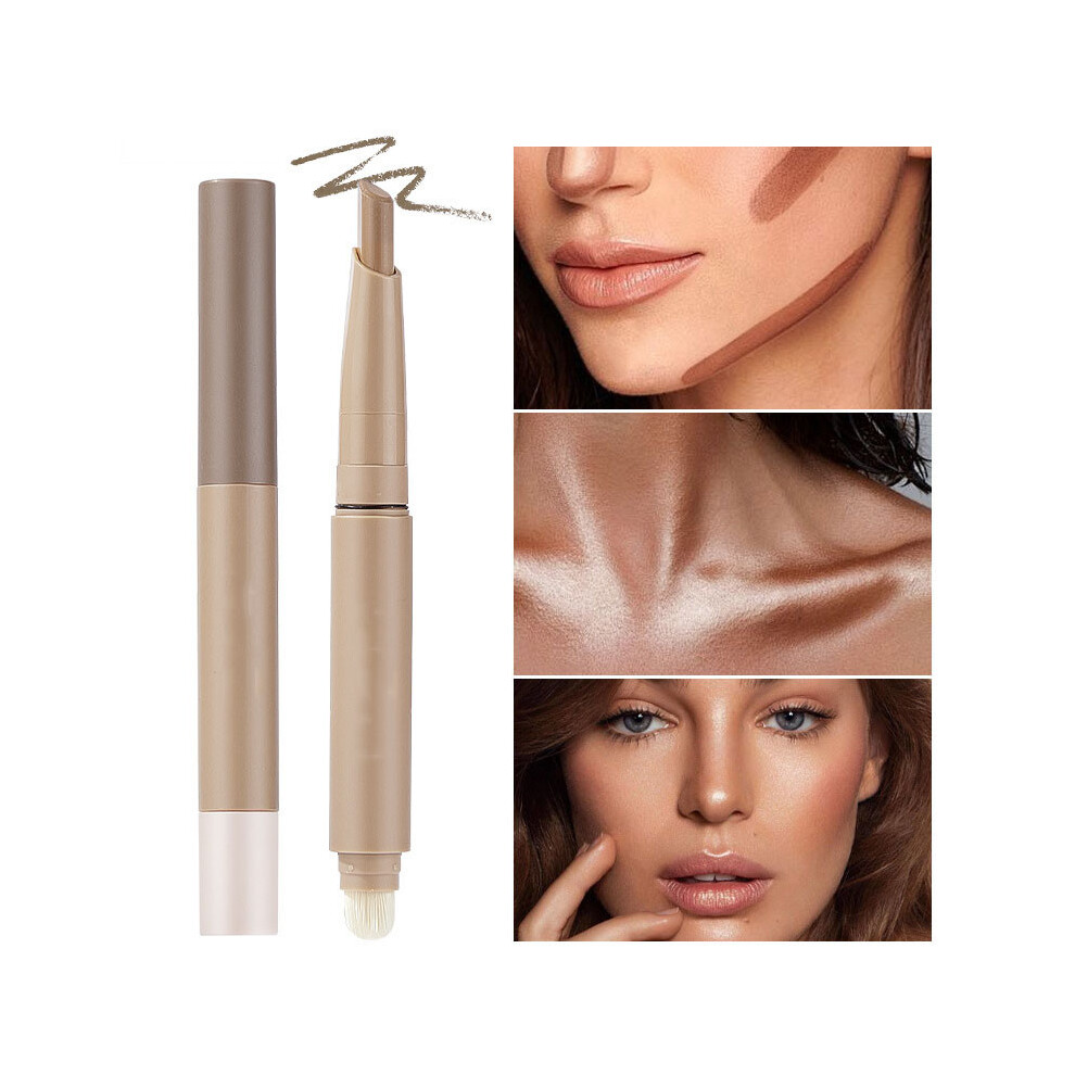 (Multicolor) Double Head Pencil Nose Highlight Brightening Liquid Three-dimensional Face Concealer 3ml