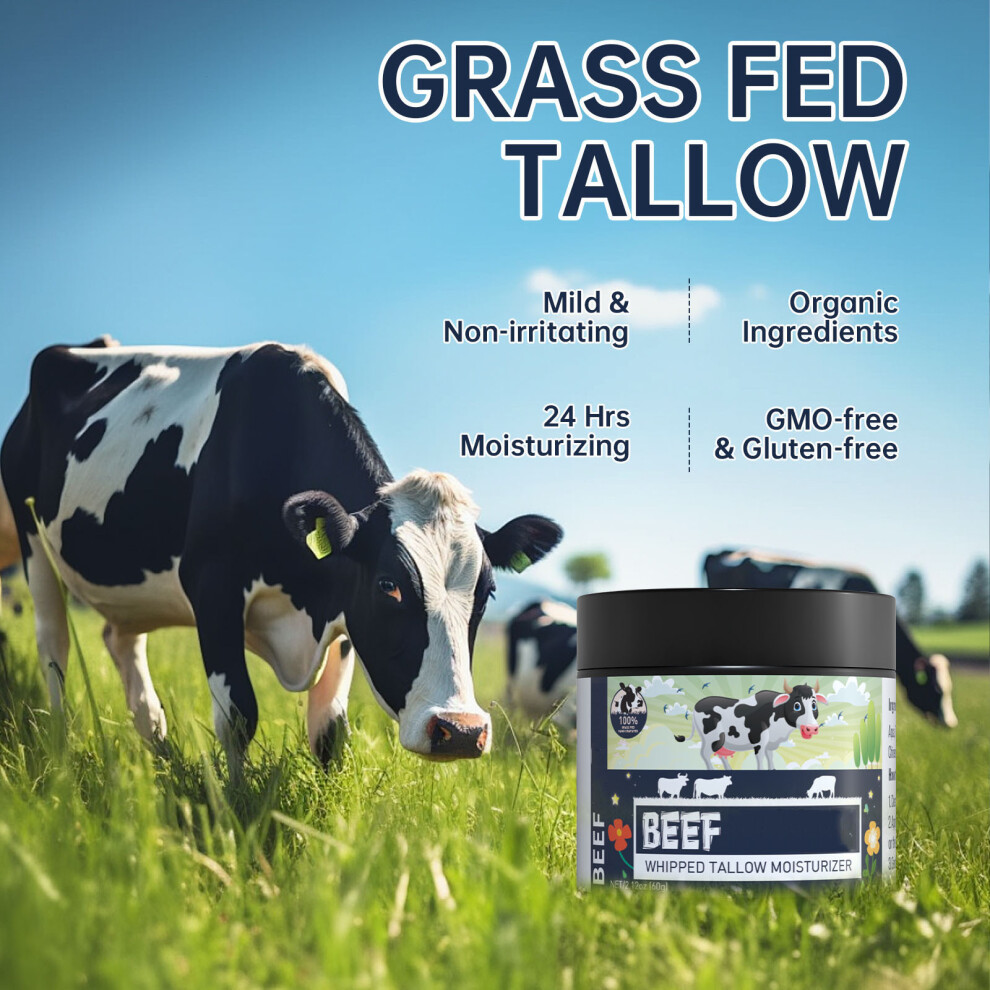 White/Cream () Tallow Face Body Moisturizer Moisturizing Cleansing Prevents Dryness Moisturizer 60G