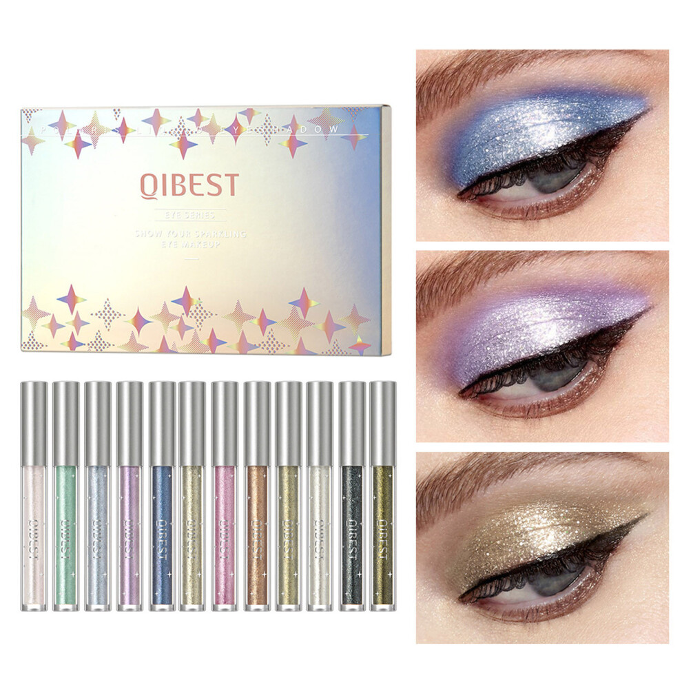 (Multicolor) Diamond Eyeshadow Liquid Glitter Pearl Highlight Glitter Matte Finishing Liquid Eyeshadow Set 12*2ml