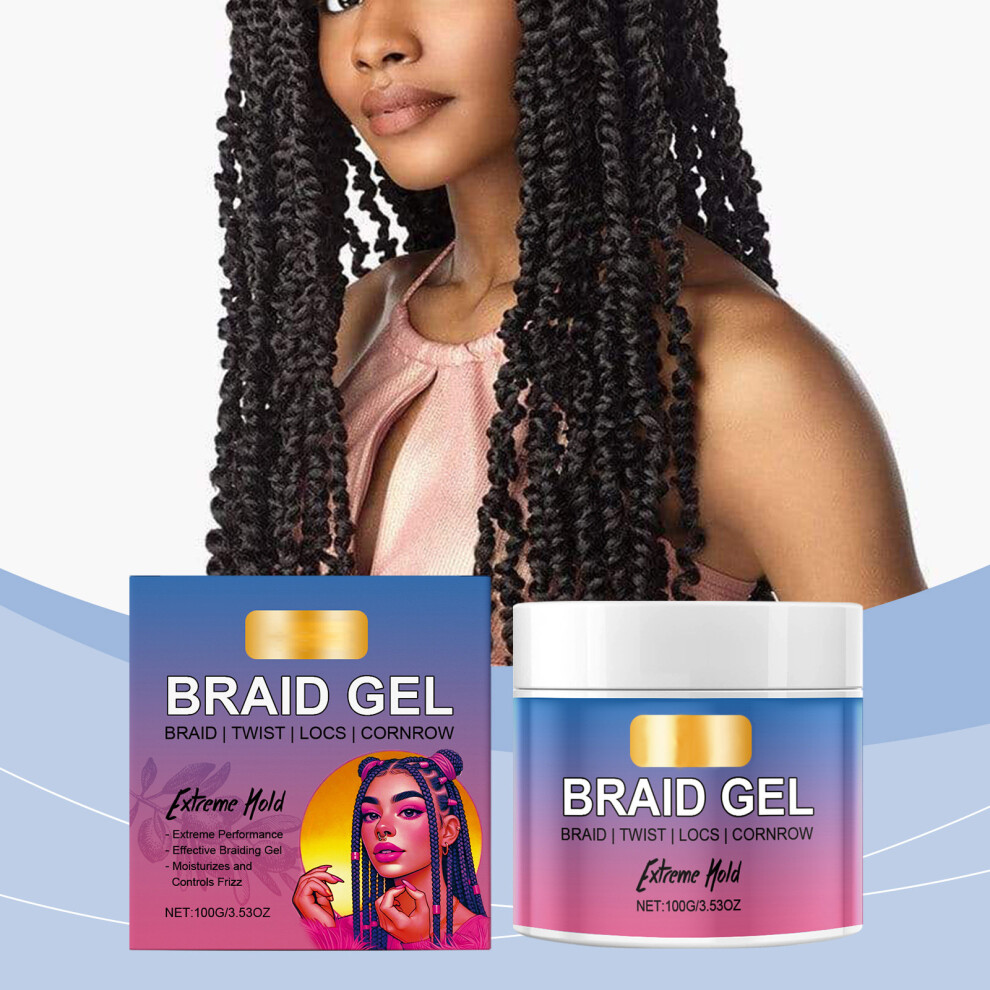 (Multicolor) Braiding Gel Hold Braid Gel Cornrows Gel Long-Lasting Braiding Gel No Flaking High Shines For Braids Locs Twists And Cornrows 100g