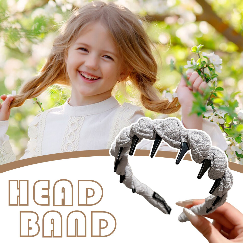 (B) Toothed   Female Daily External Headdress High Skull Top Pressure Hair Dough Twists Headband