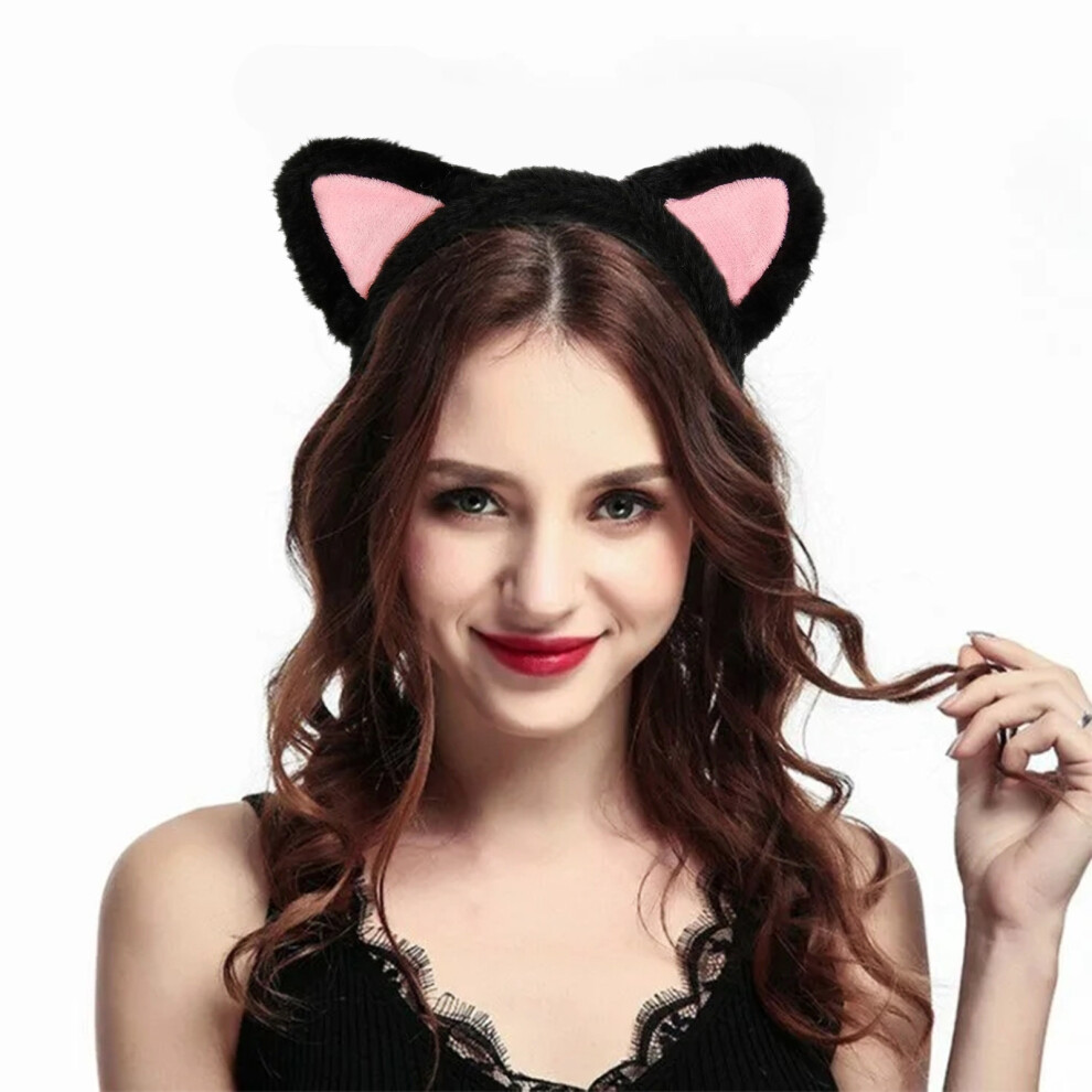 (Multicolor) Cute Cats Ears Headband For Washing Face Makeup Care Cosplay Costume Soft Push Cats HeadBands Hair Accessories For Women Teen Girls