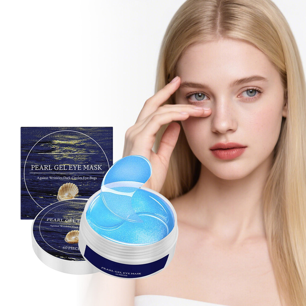 (Blue) 60 Eye Patches Black Eye Care Mask Hyaluronic Hydrogel Eye Patches Eye Bags Removal Moisturizing 30ml