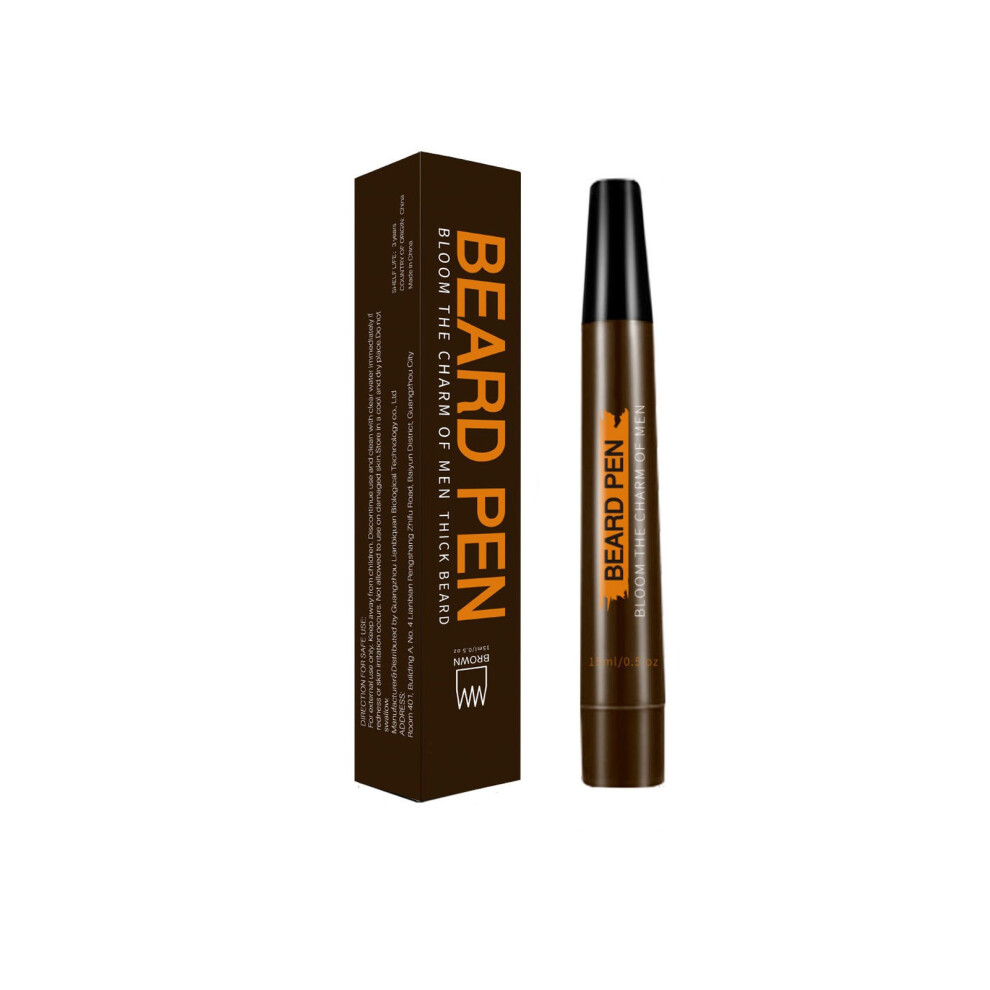(Brown) Beard Filler Pen For Men Waterproof Beard Styling Pen For Beards And Sideburns 15ml