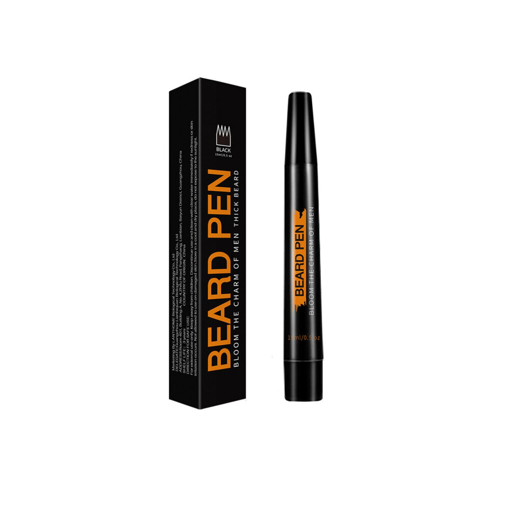 (Black) Beard Filler Pen For Men Waterproof Beard Styling Pen For Beards And Sideburns 15ml