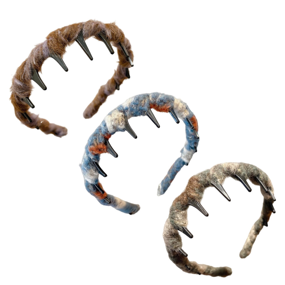 (Multicolor) Vintage High Cranium Artificial Pearl Hairband Velvet Wave Bead Headband