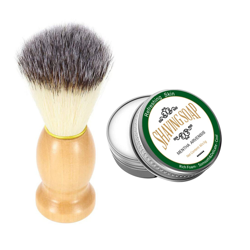 Cream (Multicolor) Men's Shaving Soap Shaving Mint Softening Beard Foam Shaving Brush Set