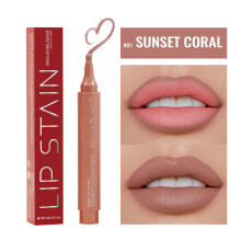 (A) 2 In 1 Lip Stain And Lip Liner Matte Liquid Lipstick Liner Pen High Pigmented Lipstick 3ml