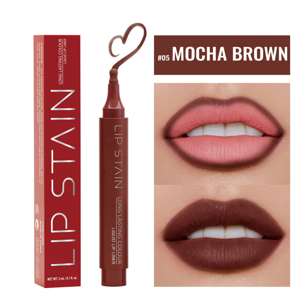 (E) 2 In 1 Lip Stain And Lip Liner Matte Liquid Lipstick Liner Pen High Pigmented Lipstick 3ml