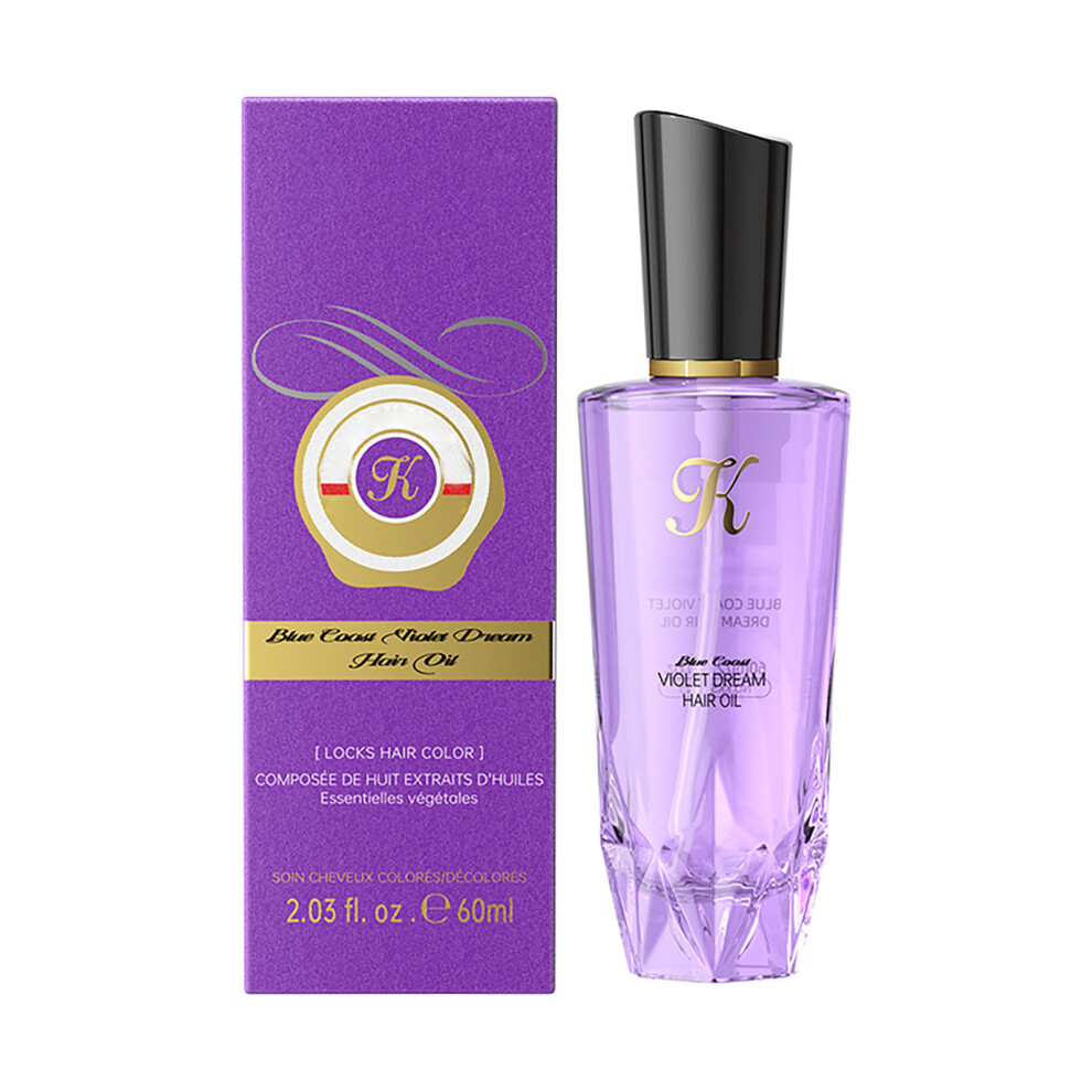 Purple (Purple) Hair Oil Nourishing Silicone-Free Oil For Damaged Frizzy Blow Out Hair 60Ml