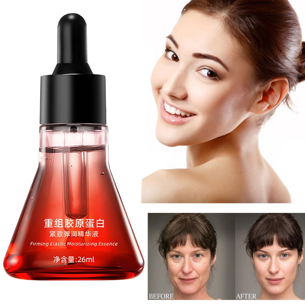 (Red) Recombinant Collagens AntiWrinkle Serum Hydrating Moisturizing Nourishing Lightening Fine Lines Rejuvenating Serum 26ml