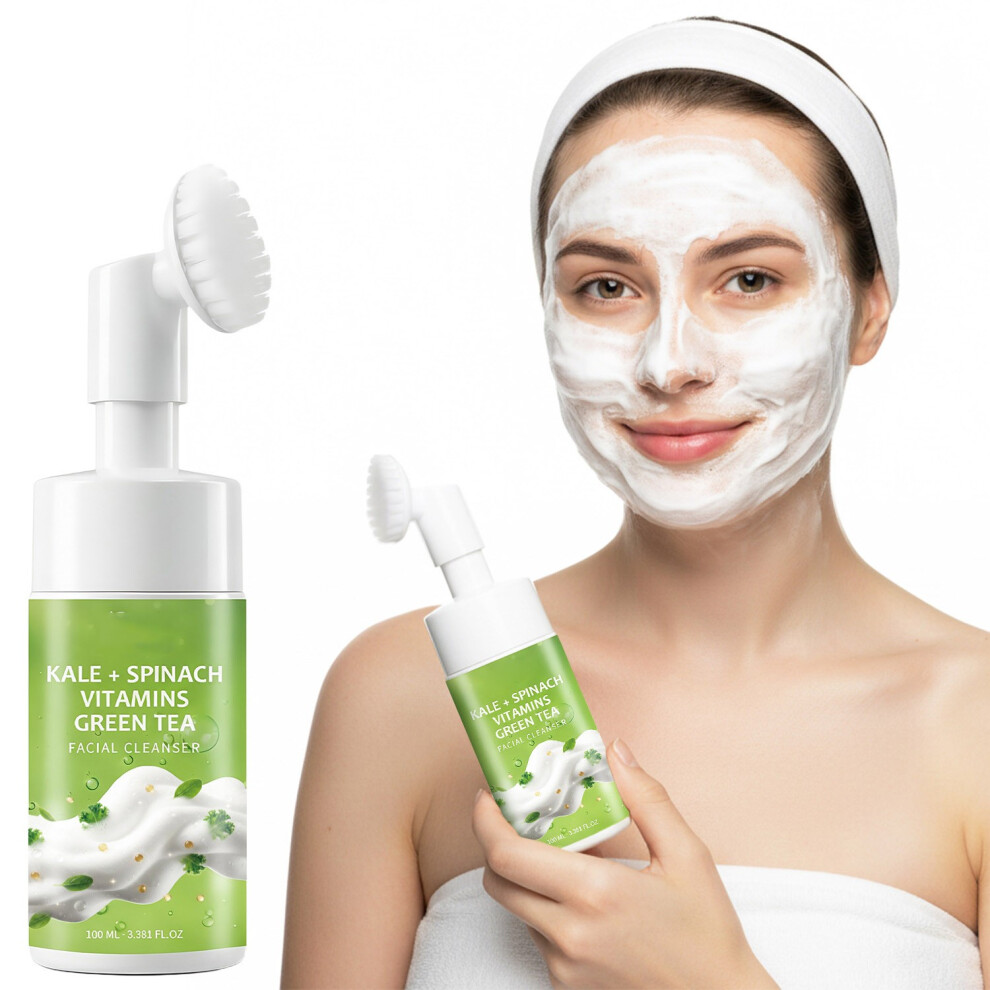 Green (Green) Tea Spinach Vitamin Facial Cleanser With Brush Head Foam Facial Cleanser 100Ml