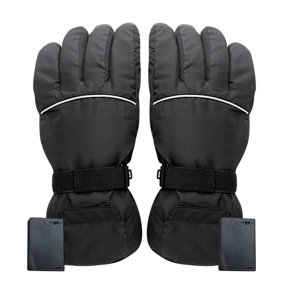 (Black) Heating Gloves Ski Heating Gloves Five-finger Back Heating Cotton Gloves