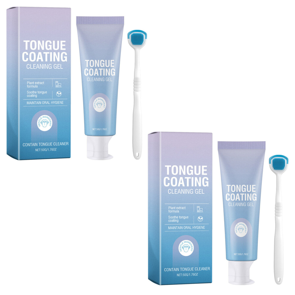 White (A) Tongue Gel With Tongue Scraper Tongue Cleaning Gel Set Easy To Use Hairy Tongue Removal Kit Tongue Cleaning Gel With Cleaner Brush