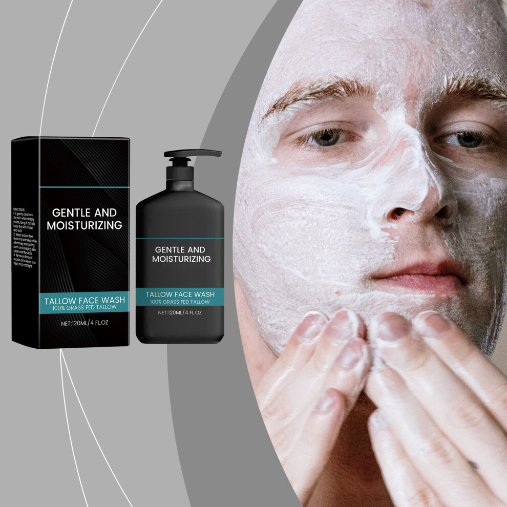(Multicolor) Men's Tallow Facial Cleanser Gently Cleanses Shrinks Pores Tightens The Skin 120ml