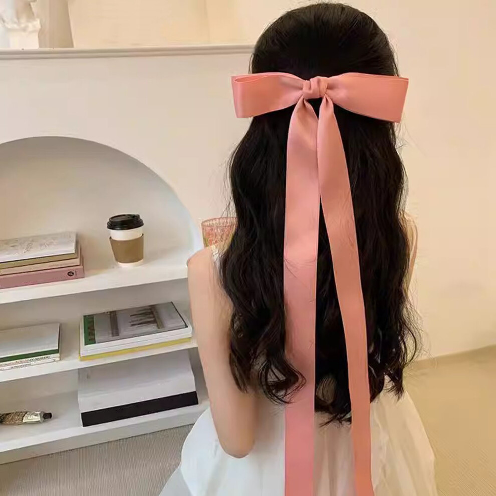 (Pink) Hair Bow Hair Clips Christmas Bows Hair Clips For Women Cream Bow Bow For Hair Beige  Bow Clips Hair Ribbon Bow Clips Cute Hair Accessories