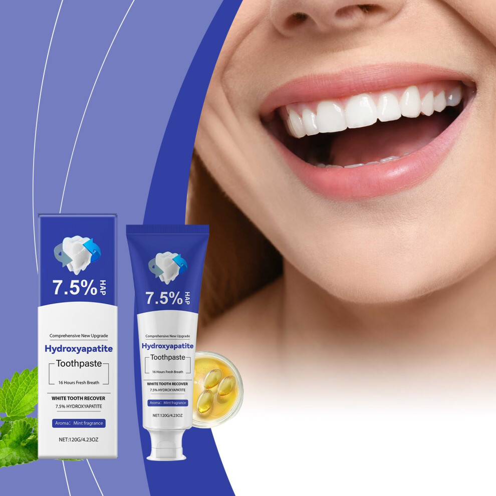 (Blue) Whitening Toothpaste Hydroxyapatite Fresh Breath  Teeth Reduced Tooth Stains  White Toothpaste 120g