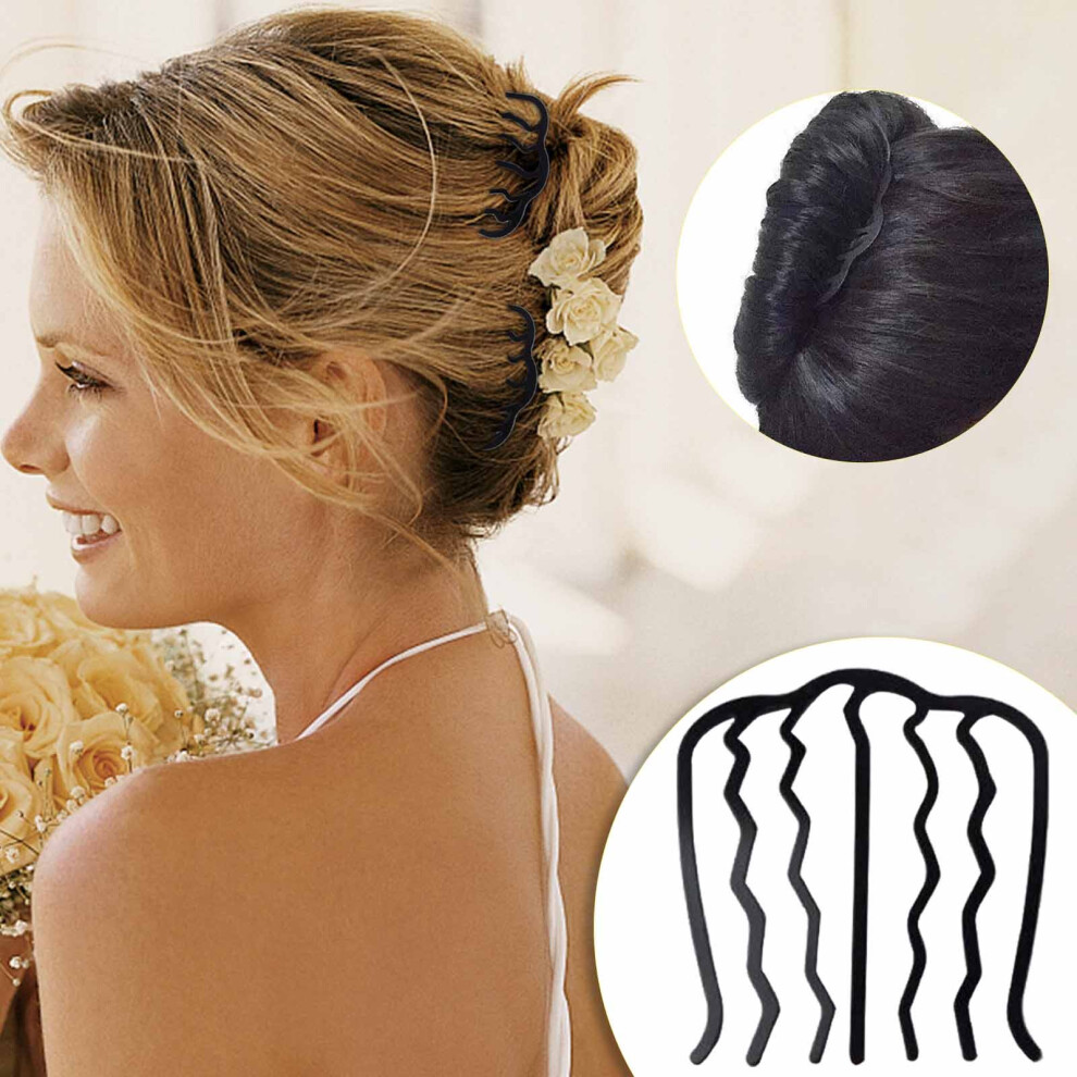 Black (Black) Hair Fork Clip Metal Hair Side Combs Hair Pin Stick For Updo Bun,U Shape Teeth Alloy Hair Clip Women Hair Styling Tool Accessories,