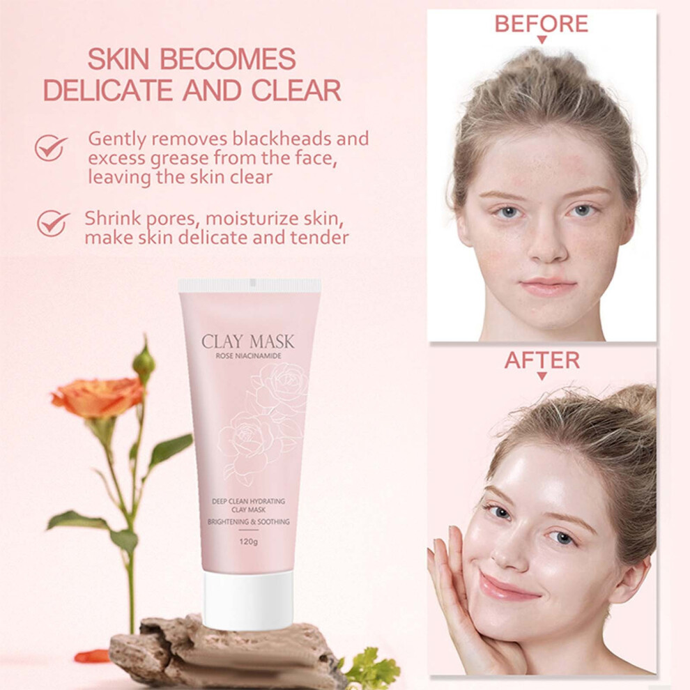 (Multicolor) Rosenicotinamide Applied To Facial Mask 120g Cleaning Mud Film With Brush Head