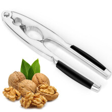Metal Walnut Nutcracker With Non-Slip Handle, Walnut Opener For Pecans Almonds Hazelnuts Pistachios, Silver And Black