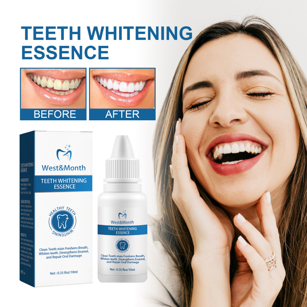 (White) Tooth Whitening Cleansing Tooth Stains, Dirt, Whitening Tooth And Removing Mouth Odor Tooth Cleanser 10ml