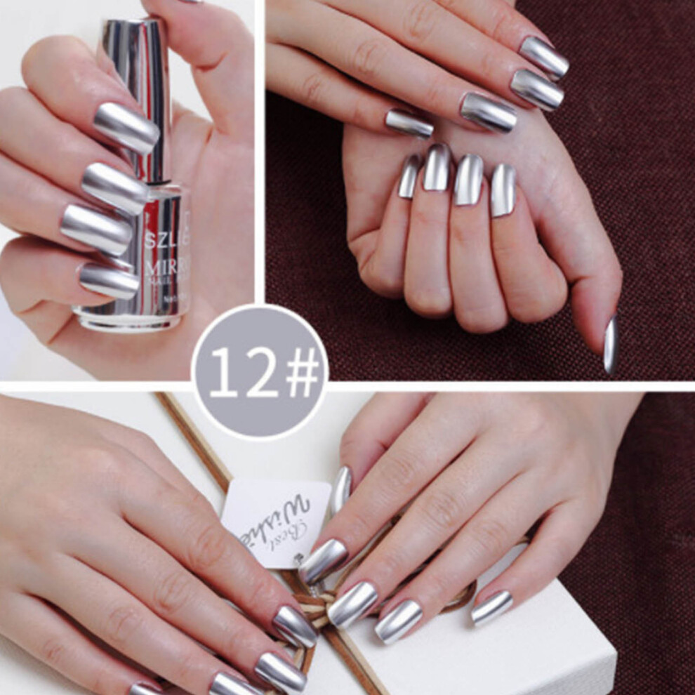 (L) 12 Colors Metal Nail Polish Nail DIY Nail Polish Varnish Manicure Tool, Unpeelable Drawable 18ml