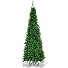 200 cm úzký vánoční stromek s teplými bílými LED umělý vánoční stromek zelený