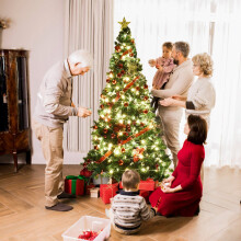 Sapin de Noël artificiel avec support en métal 150-240 cm Vert-210 cm