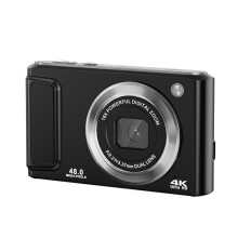 4K HD-Digitalkamera mit Vorder- und Rückkamera und Stabilisierung Black