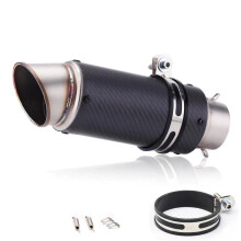 Exhaust Pipe 51/60mm Carbon Fiber Motorcycle Exhaust Pass-Through Universal Fit For Racing Color M 63mm