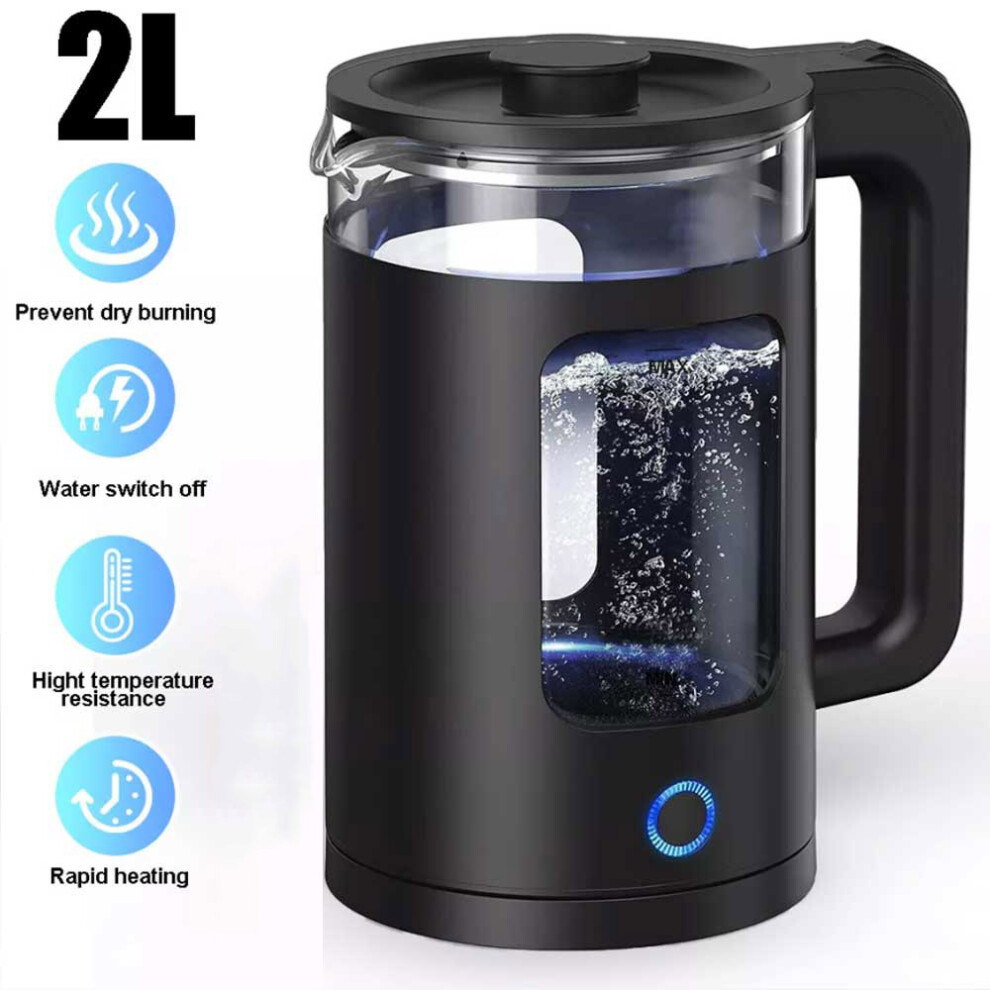 Electric Kettle 2 Liter Quiet Fast Boil Glass Kettle with LED, Easy Clean
