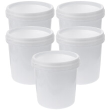 5St Wit Plastic Emmer Met Deksel, Draagbare Water- En Opslagemmer