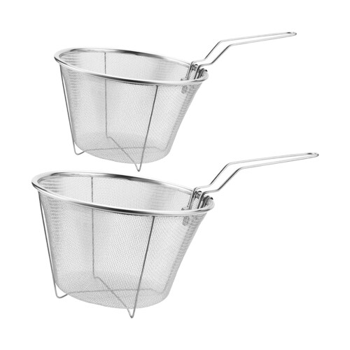 2Stk Bratkorbe Fritierkörbe Klappbare (Silber) 2