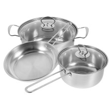 1 Set Kochgeschirr Mit Suppen- - Milchtopf Und Pfanne