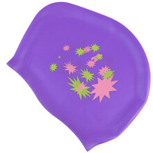 Schwimmkappe Für Damen Silikon Lila Sternenmuster Wasserdicht