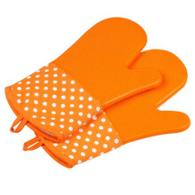 Ein Paar Silikon Backhandschuhe Hitzebeständig Verdickt Orange