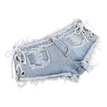 Fashion Niedrige Taille Denim Shorts Damen Hellblau Größe S